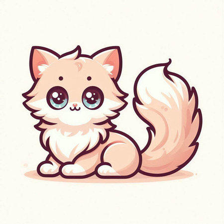 Cute cartoon cat isolated on a white background. Vector illustration.のイラスト素材
