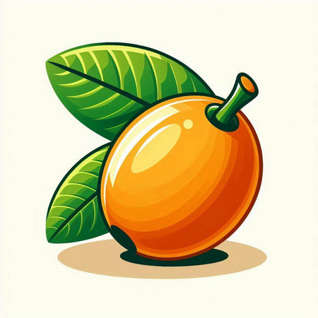 Loquat fruit with leaves isolated on white background. Vector illustration.のイラスト素材