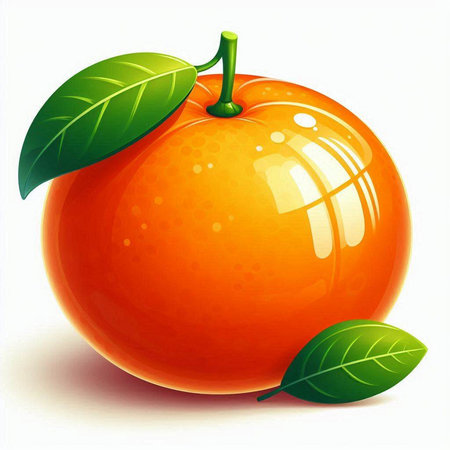 Orange fruit with green leaves on a white background. Vector illustration.のイラスト素材