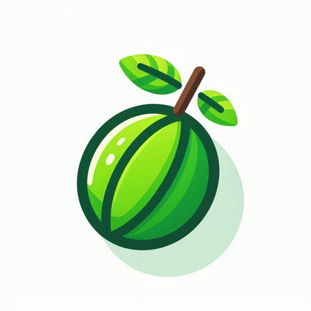 Green apple with leaves on a white background. Vector illustration. Eps 10のイラスト素材