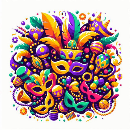 Mardi Gras carnival mask. Colorful vector illustration.のイラスト素材