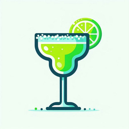 Cocktail with lime. Vector illustration in flat design style.のイラスト素材