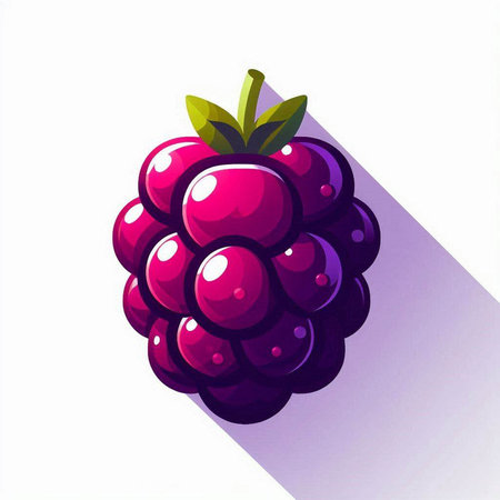 Blackberry icon with long shadow on white background. Vector illustration.のイラスト素材