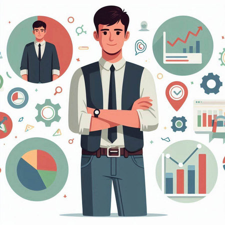 Businessman. Vector illustration in flat cartoon style. Businessman.のイラスト素材