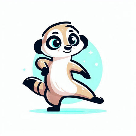 Cute cartoon meerkat. Vector illustration on white background.のイラスト素材