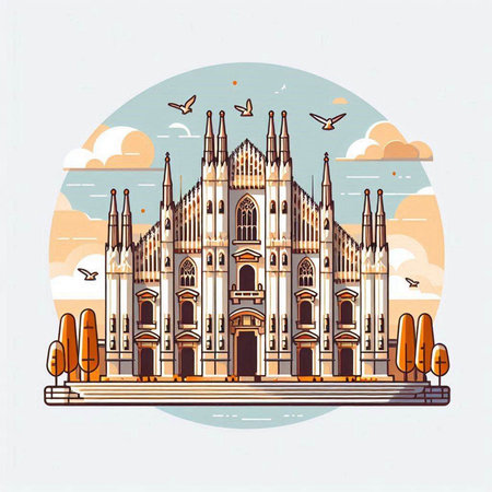 Church of the Holy Cross in Paris, France. Vector illustration.のイラスト素材
