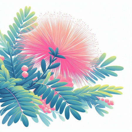 Flower background with tropical leaves. Vector illustration. Eps 10.のイラスト素材