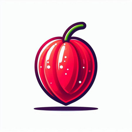 Illustration of a fresh tomato on a white background, vector illustrationのイラスト素材