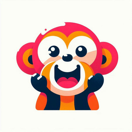 funny cartoon monkey on white background, colorful vector illustration, clip artのイラスト素材
