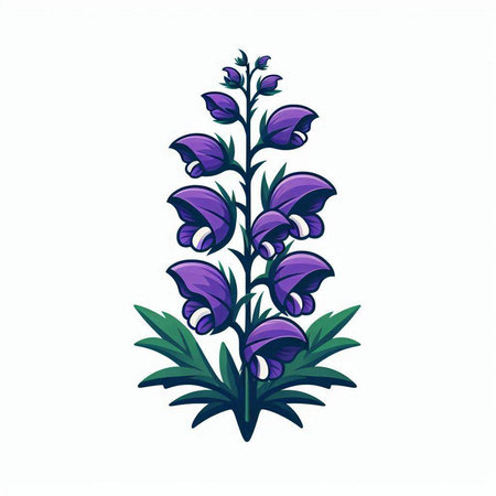Illustration of a purple lupine flower on a white backgroundのイラスト素材