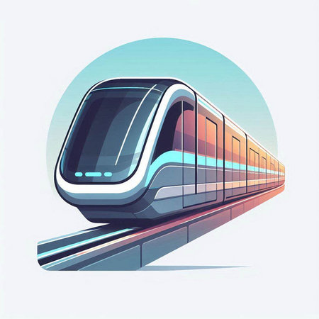 Modern high-speed train. Vector illustration on a white background.のイラスト素材