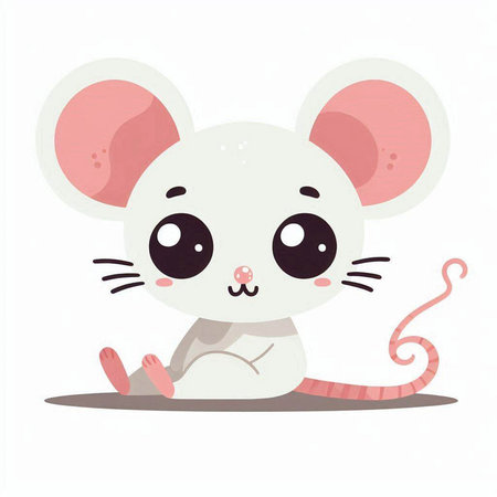 Cute cartoon mouse. Vector illustration. Isolated on white background.のイラスト素材