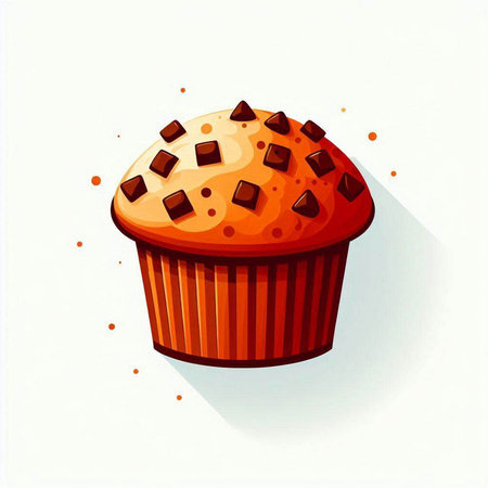 Illustration of a cupcake with chocolate on a white background.のイラスト素材