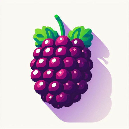 Vector illustration of blackberry with shadow on white background. Vector illustration.のイラスト素材