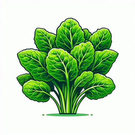 Bunch of fresh spinach isolated on white background. Vector illustration.のイラスト素材