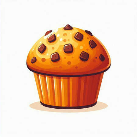 Illustration of a cupcake with chocolate on a white background.のイラスト素材
