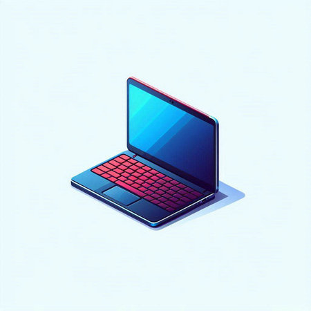 Laptop computer on white background. 3d isometric vector illustration.のイラスト素材