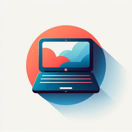 Laptop and cloud icon. Flat design style. Vector illustration.のイラスト素材