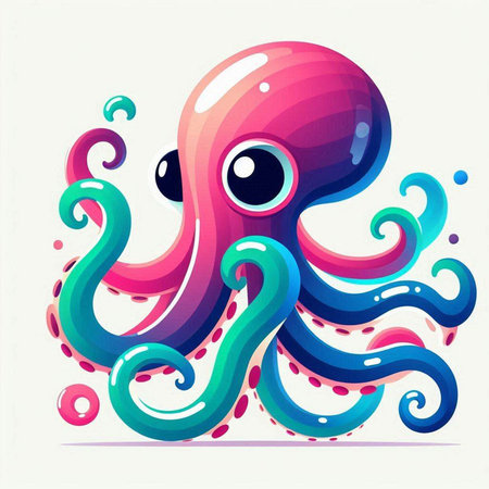 Colorful octopus on white background. Vector illustration. Eps 10のイラスト素材