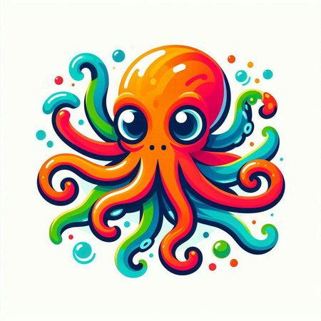 Octopus. Vector illustration. Isolated on a white background.のイラスト素材