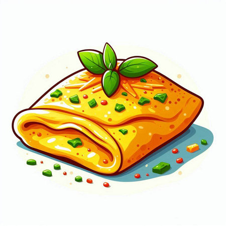 Pancakes with cheese and herbs. Vector illustration on white background.のイラスト素材