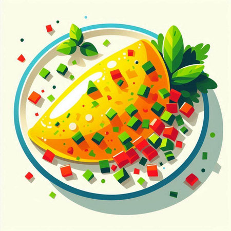 mango salad on the plate, vector illustration, eps10のイラスト素材