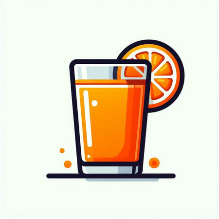 Orange juice in a glass with a slice of orange. Vector illustration.のイラスト素材