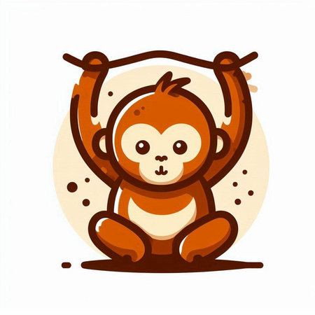 Cute monkey on white background. Vector illustration in cartoon style.のイラスト素材