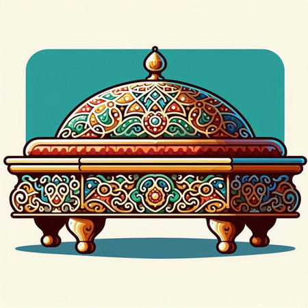Arabic ornaments on a tray. Vector illustration in vintage style.のイラスト素材