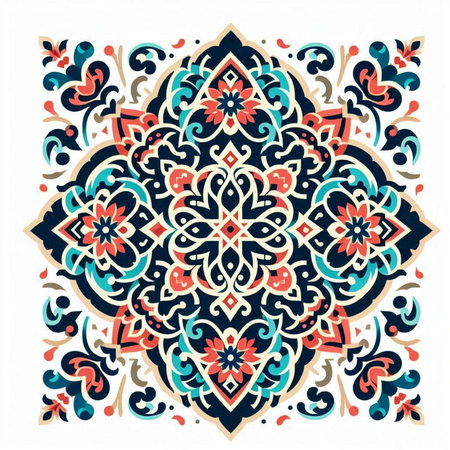 Traditional ornamental floral paisley bandanna. You can use this pattern in the design of carpet, shawl, pillow, cushionのイラスト素材