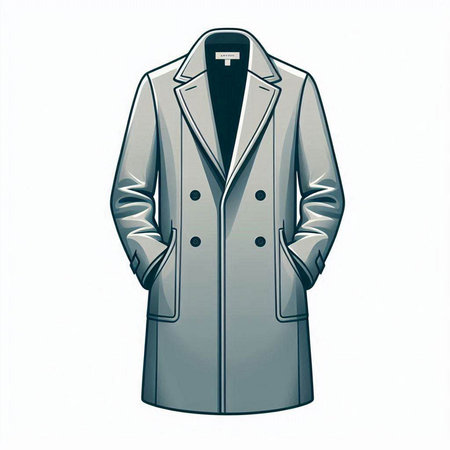 Illustration of a coat with a collar on a white background.のイラスト素材