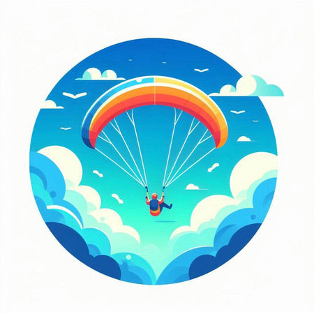 Paraglider flying in the blue sky. Vector illustration.のイラスト素材