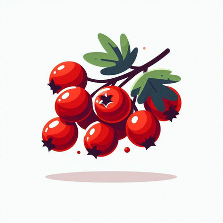 Ripe red currant berries on a branch. Vector illustration.のイラスト素材