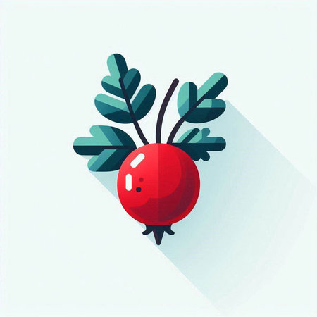 Radish flat icon with long shadow. Radish vector illustration.のイラスト素材