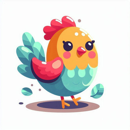 Cute cartoon chicken character. Vector illustration in a flat style.のイラスト素材