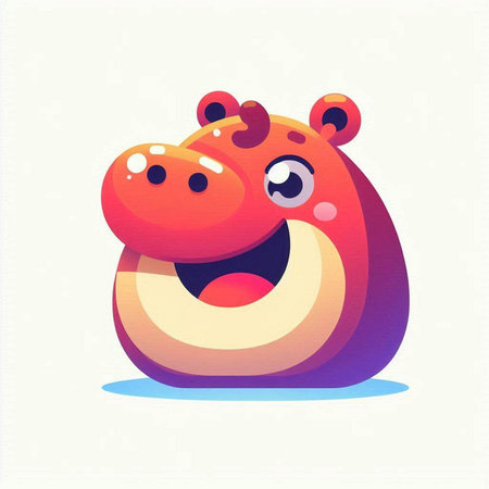 Cute cartoon hippopotamus. Vector illustration of a wild animal.のイラスト素材