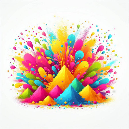 Colorful holi background with colorful paint splashes. Vector illustration.のイラスト素材
