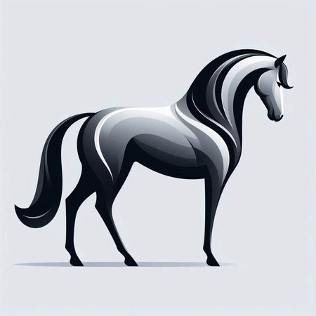 Horse in black and white colors. Vector illustration on white background.のイラスト素材