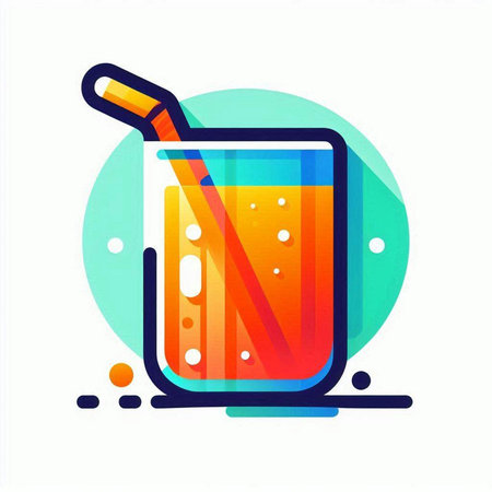 Orange juice, smoothie, cocktail icon. Vector colorful flat icon.のイラスト素材