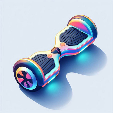 Self-balancing electric scooter on a blue background. 3d renderingのイラスト素材