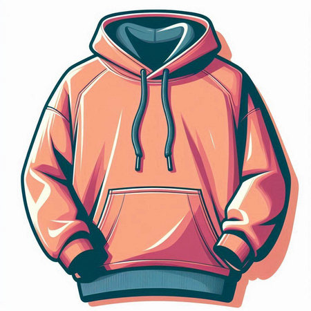 Vector illustration of a pink hoodie isolated on a white background.のイラスト素材