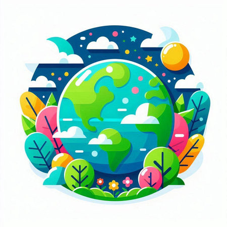 Vector illustration of Earth day concept in flat style. World environment day.のイラスト素材