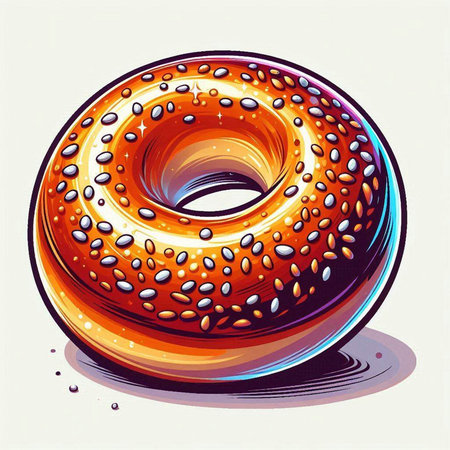 Vector illustration of a donut on a white background in retro styleのイラスト素材