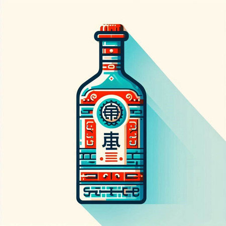 chinese tequila bottle design, vector illustration eps10 graphicのイラスト素材