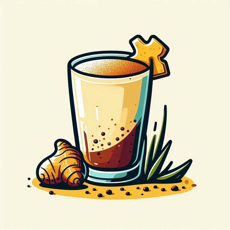 Coffee in glass with ginger, vector illustration in retro styleのイラスト素材