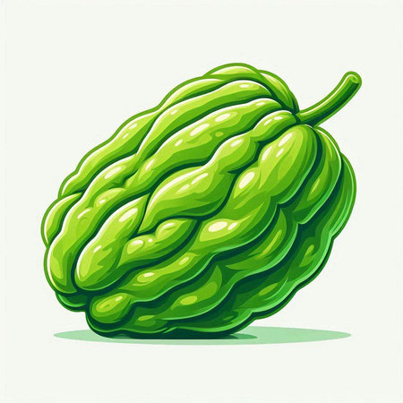 Bitter melon. Vector illustration. Isolated on white background.のイラスト素材