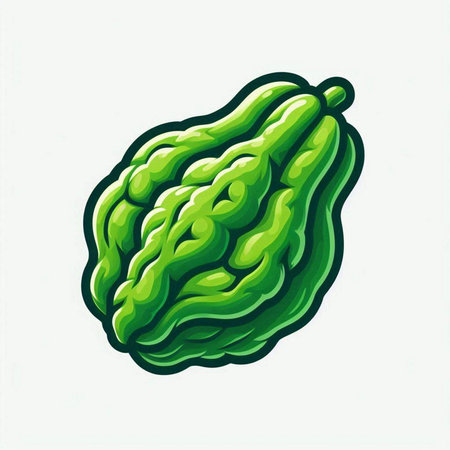 Bitter melon isolated on white background. Hand drawn vector illustration.のイラスト素材