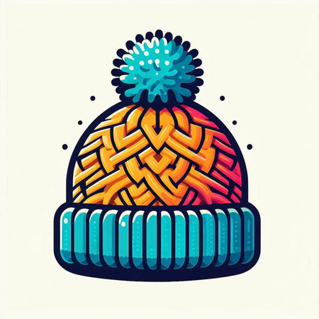 Winter hat with pompon. Vector illustration in hand drawn style.のイラスト素材