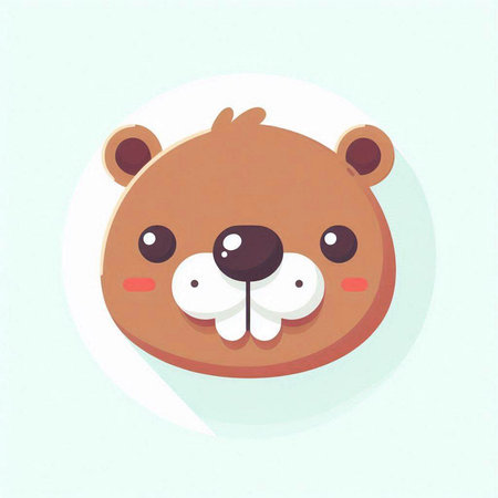 Cute cartoon bear face. Vector illustration in flat design style.のイラスト素材