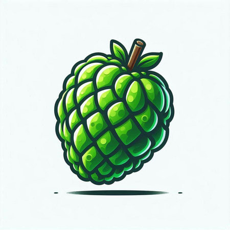 Custard apple vector illustration isolated on white background. Detailed hand-drawn sketch.のイラスト素材
